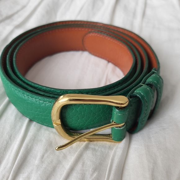 Vintage Dooney & Bourke Green Leather Belt with Gold Buckle main image 7
